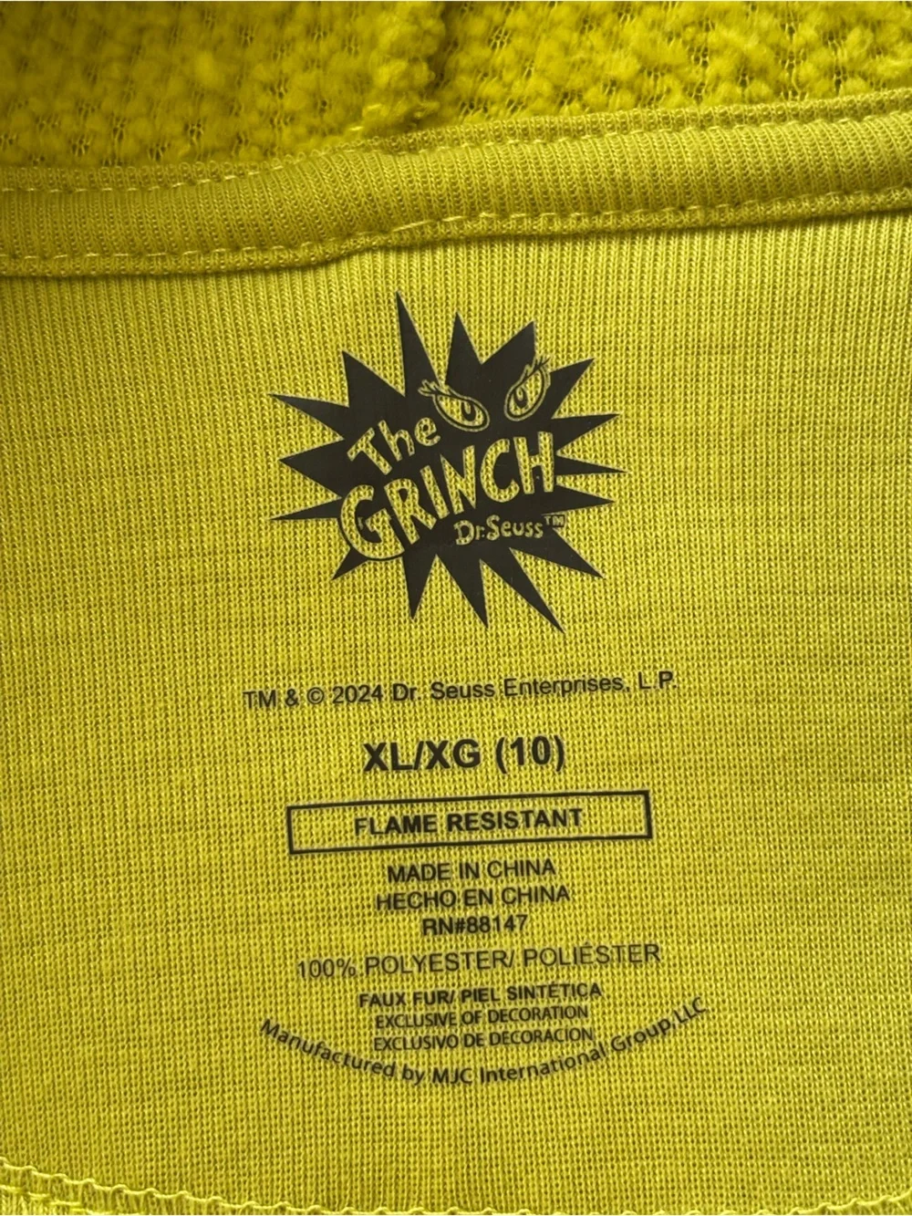 Dr. Seuss GRINCH Who Stole Christmas Kids Pajama Union Suit Size 10 XL